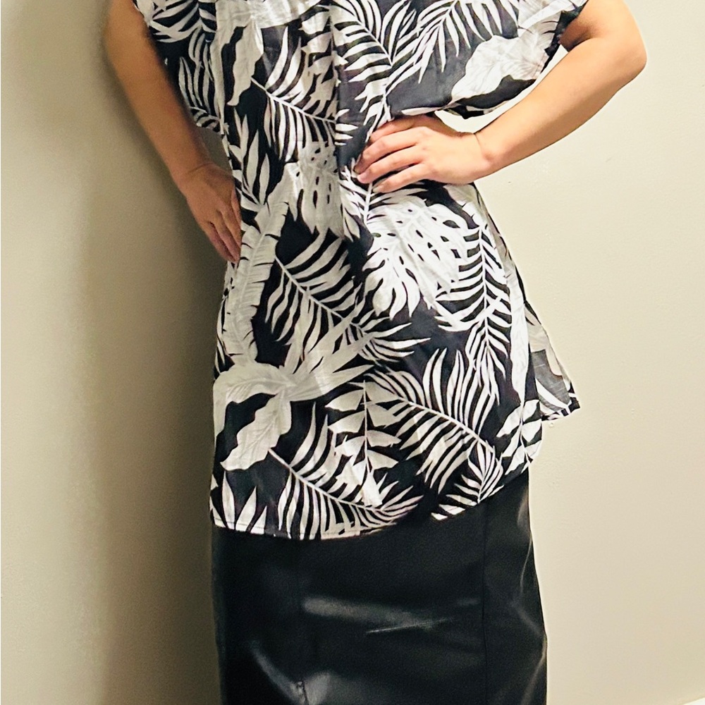Tahari Black and White Asymmetrical Dress